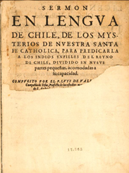 Eerste pagina van Sermón en lengua de Chile (Preek in de taal van Chili, 1621)